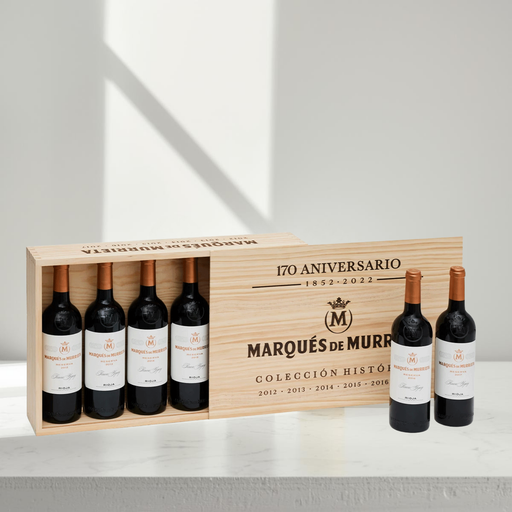[5C6BMM] ESTUCHE VINO TINTO MARQUES DE MURRIETA 6 BOT. COLECCIÓN 170 ANIVERSARIO